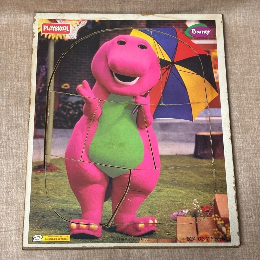 Vintage 90s Playskool Barney the Dinosaur Preschooler Toddler Puzzle